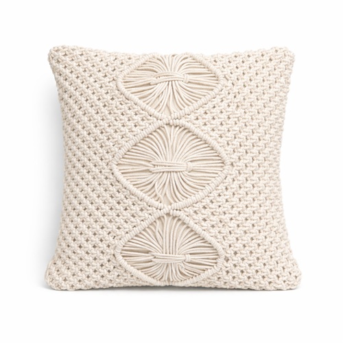 Ivory Handwoven Macrame Cushion Cover