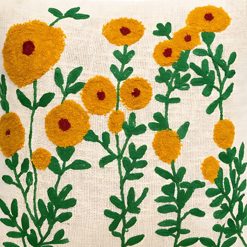 Ivory Floral Embroidered Cushion Cover