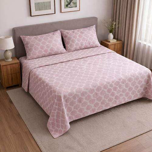 Blush Pink Trellis Print Bedsheet